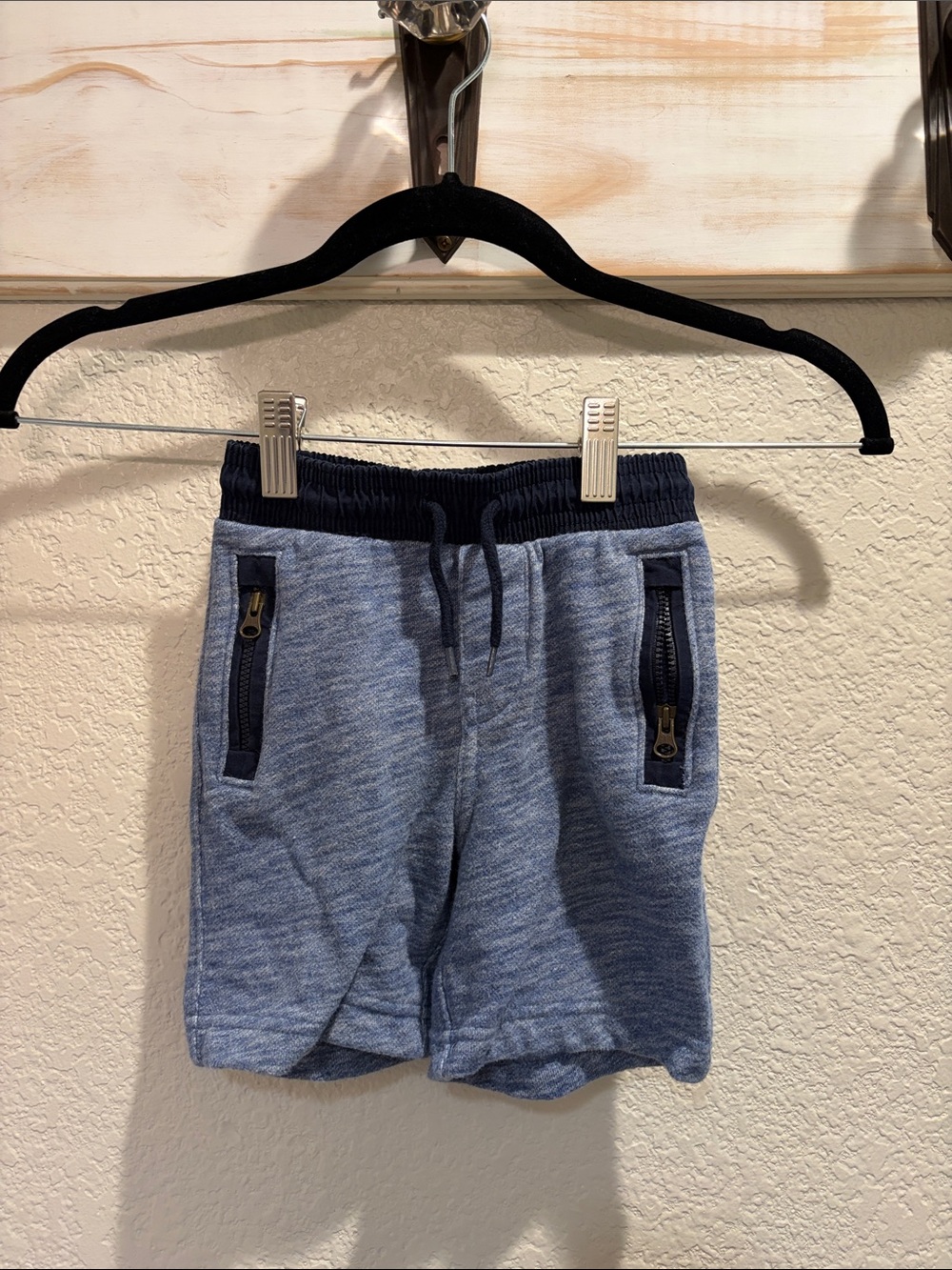 Kids Blue Knit Drawstring Shorts